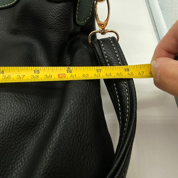 Black Rivet 17" Tote Bag w Should Strap Green Brown Black Handbag Satchel - Picture 7 of 13